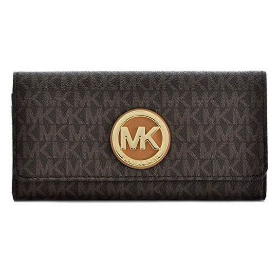 PVC Leather Fulton Flap Continental Wallet - Brown - 32S7GFTE3B-200