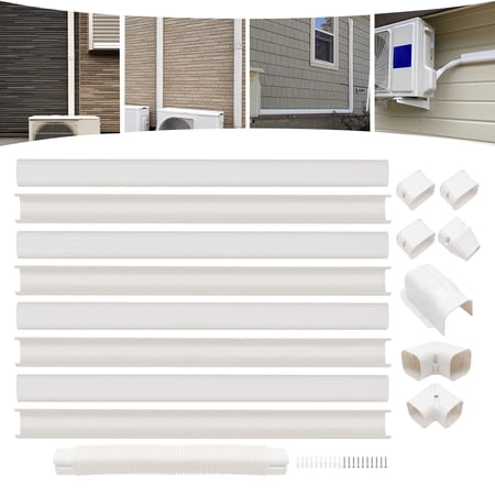 PVC Line AC Set Cover Kit Decorative Professional Grade Mini White 3" W 15Ft