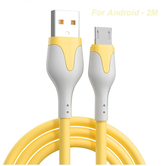 PVC Liquid Soft Glue For Android Two-Color Fast Charge USB Mobile Phone Charging Cable 1 M 2 M Data Line YELLOW ANDROID - 2M