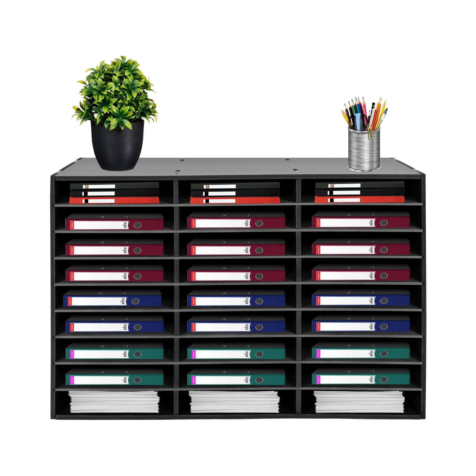 PVC Literature Organizer Sorter 27 Slots Compartment Vertical Desktop ...