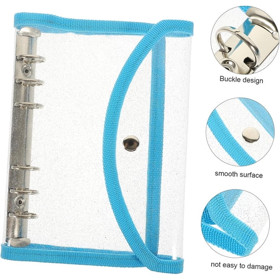 PVC Loose-Leaf Binder Organizer | Transparent Travel Account Book | Stainless Steel Frame, Durable & Easy Open Rings | Multi-Color Options, Budget Planner Notebook, 1 Pack