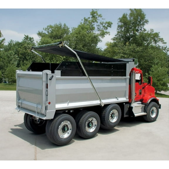 PVC Mesh Tarp 7' x 16' Double Pocket With 4-Spring Dump Truck Tarp System