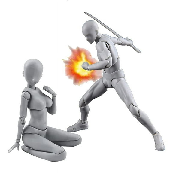 PVC Model with Box Drawing Figure Models for Artists(Female+Male,Grey)