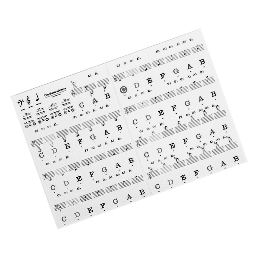 PVC Music Notation Labels Suitable for 88 61 54 Key Digital Pianos ...