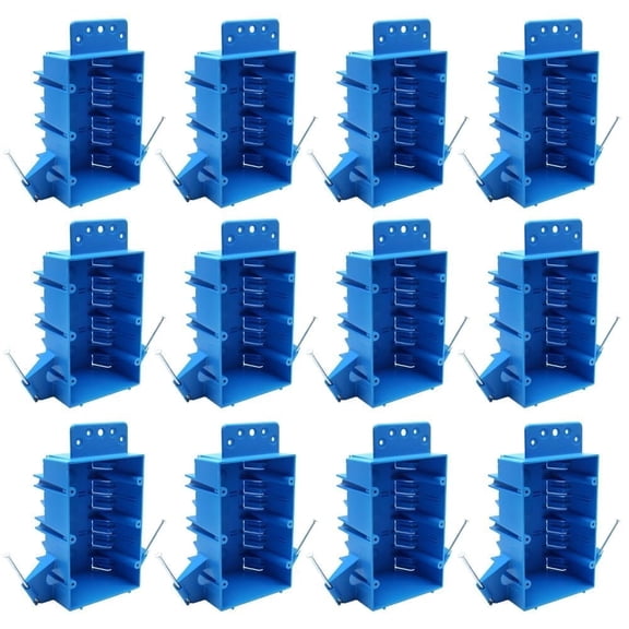 PVC New Work Electrical Outlet Box and Switch Box 3 Gang,5-7/8-Inch Length by 3-2/3-Inch Width by 2-3/4-Inch Depth,44cu in,ETL Listed,Blue Electric Boxes for Outlets(Pack of 12)