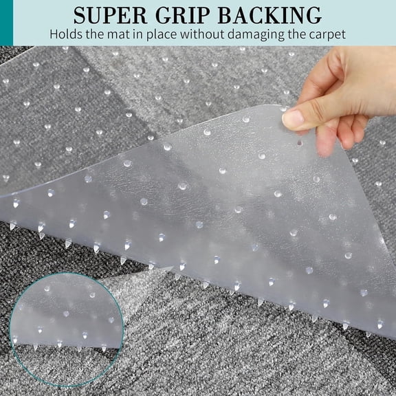 PVC Office Chair Mat for Carpets,36"x48" Clear Computer Desk Chair Mat for Low Carpeted Floors, Thick and Sturdy Carpet Protector
