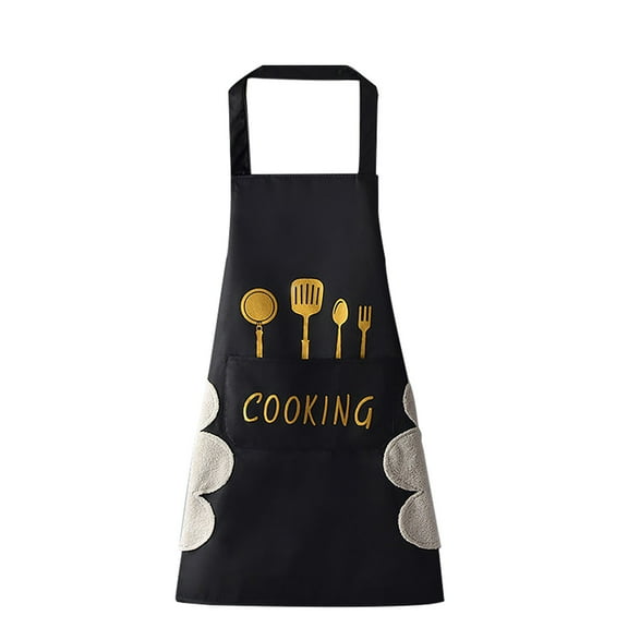 PVC Oilcloth Kitchen Apron with Absorbent Hand Towels and Large Pockets, Adjustable for Cooking and Cleaning