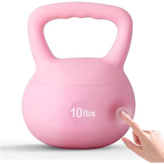 PVC One-Piece Kettlebell with Wide Handles, Strength Training Kettlebells 5lb to 35lb Optional for Women of Different Levels, Iron Sand Filled Soft Kettlebell