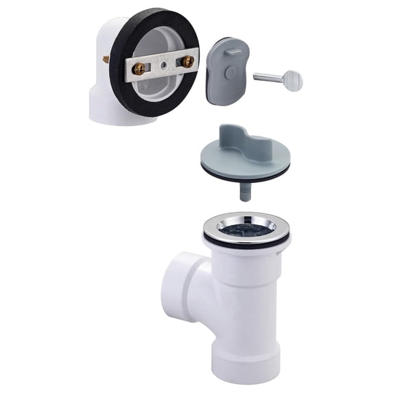 Pvc Overflow Socket PVC Overflow Drain Kit - D-820RS-PVC Rough-In Kit w/ Test Kit & Brass ...