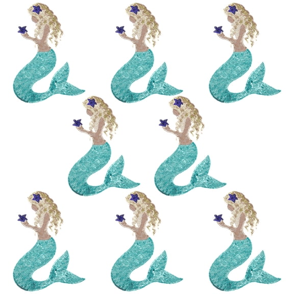 PVC Paillette Cloth Patches Mermaid Turquoise 140x95x1mm