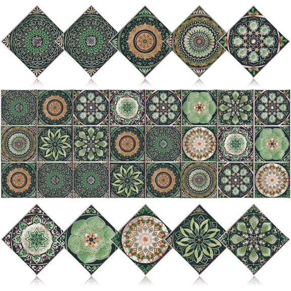 PVC Peel and Stick Tile Stickers 24 count  Removable Backsplash Wall  Self-Adhesive Subway Stickers for Kitchen Bathroom RV  DIY Upgrade Sticker (Style D, 3.94 x 3.94 Inch)
