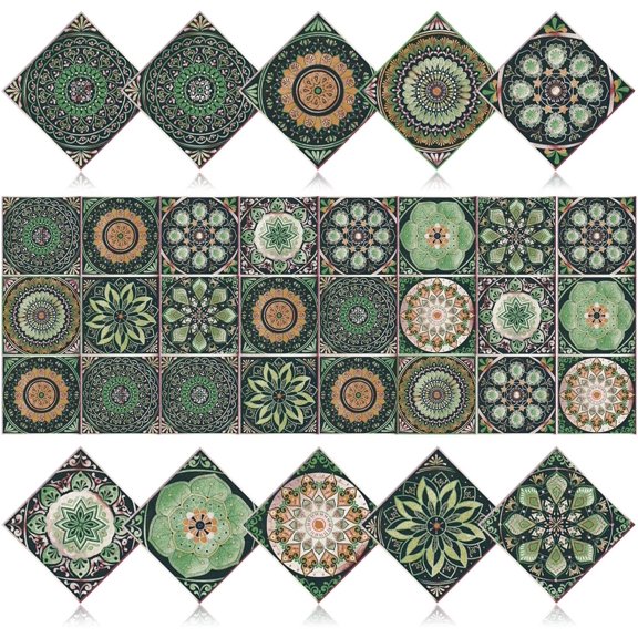 PVC Peel and Stick Tile Stickers 24 count  Removable Backsplash Wall  Self-Adhesive Subway Stickers for Kitchen Bathroom RV  DIY Upgrade Sticker (Style D, 3.94 x 3.94 Inch)