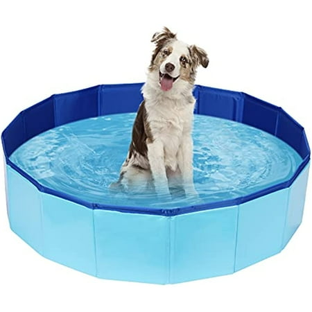 PVC Pet Swimming Pool, Portable Dog Bathtub, Collapsible Dog Pool, Plastic Pool for Dogs, Dog Tub for Pets to Swim and Bath 39.4"x11.8"