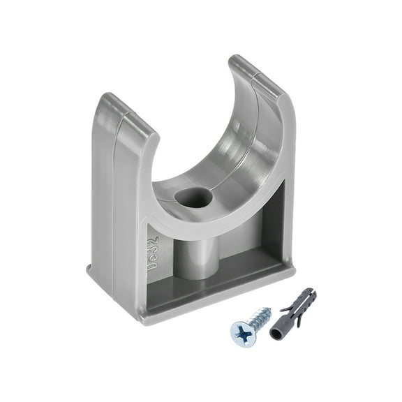 Pipe Clamps Clips 32mm , Fit for 32mm/1.26' OD TV Trays Tubing Hose Hanger Support Pex Tubing, w Screws Grey 20Pcs