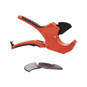 PVC Pipe Cutter 0-2-1/2", Ratcheting Tube Cutter Tool, Heavy Duty SK5 Blade for PVC, CPVC, PEX, PE Rubber Hoses, Plumbing & DIY