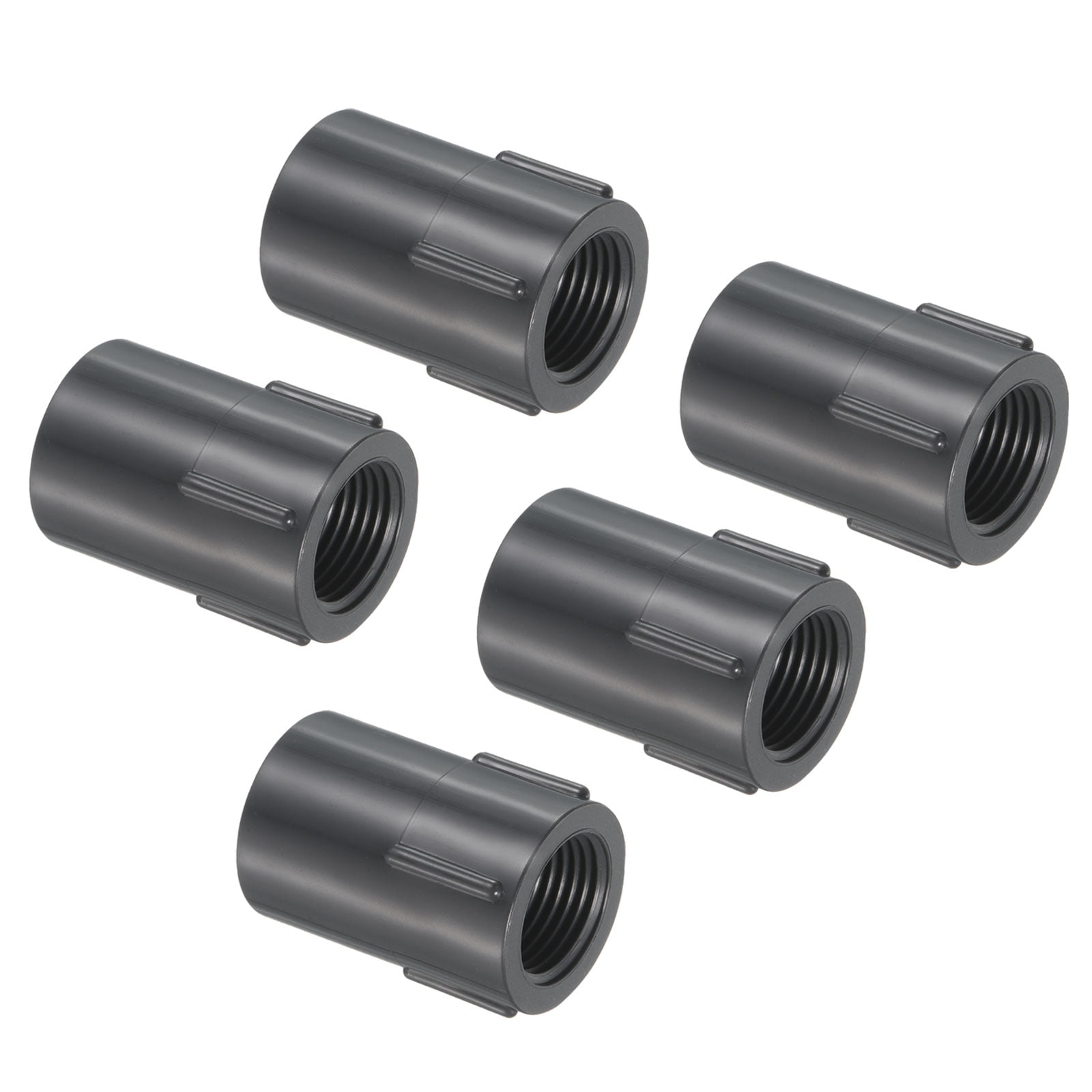 PVC Pipe Fitting 1/2NPT Female Thread 1/2" Socket Straight Connector, Gray 5 Pack
