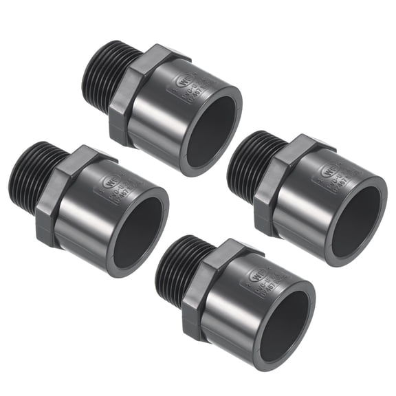 Uxcell Pipe Fitting 1/2NPT Male Thread 1/2" Socket Straight Connector, Gray 4 Pack, 3/4"x3/4NPT 4