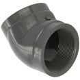 PVC Pipe Fitting, 45 Degree Elbow, Schedule 80, Gray, 1" NPT Female