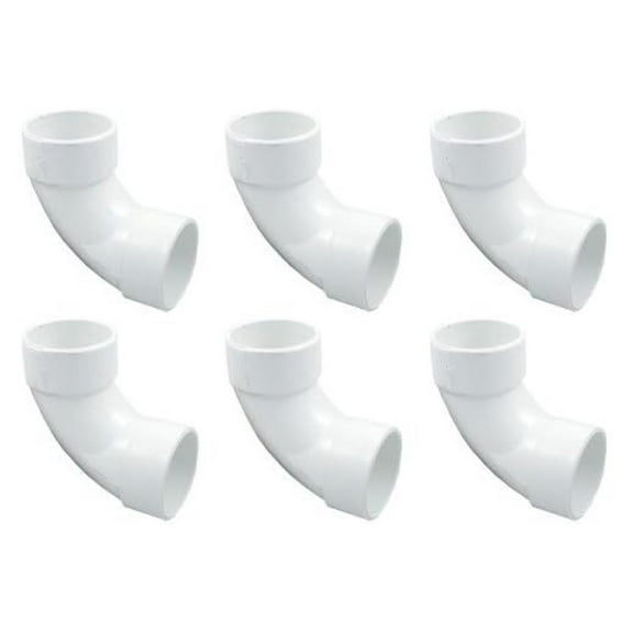 PVC Pipe Fitting 90 Degree 2 Inch - 6 Pack | Schedule 40 Sweep Elbow for Pool Spa Plumbing | 411-9130