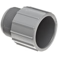 thumbnail image 1 of PVC Pipe Fitting, Adapter, Schedule 80, Gray, 1-1/2" NPT Male x Slip Socket, 1 of 2
