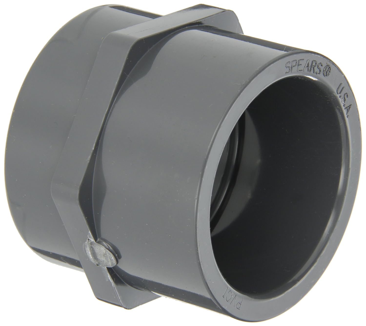 PVC Pipe Fitting, Adapter, Schedule 80, Gray, 2" NPT Female x Slip