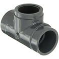 PVC Pipe Fitting, Tee, Schedule 80, Gray, 3/4" NPT Female x Slip Socket