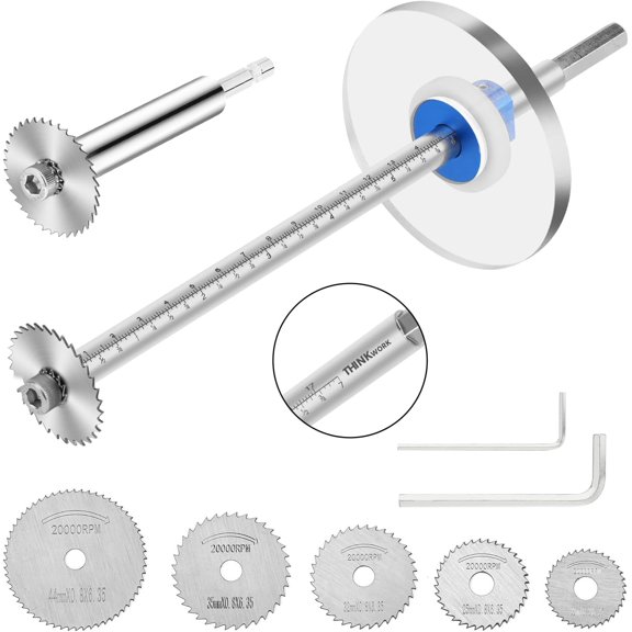 PVC Pipe Internal Cutter Set – 360° Rotating Cutter, adjustable depth gauge, 5 HSS Saw Blades & Hex Key Shaftand 2 mandrels, portable PVC/ABS pipe cutter forinternal cutting (White, 7inch)