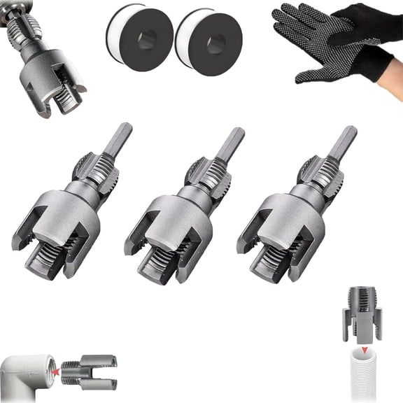 PVC Pipe Threader Kit, Internal & External Pipe Threading Tool for 1/2" 3/4" 1" Pipes, Drill Compatible PVC Threading Tool for Plumbing Repair & Plastic Pipe Installation