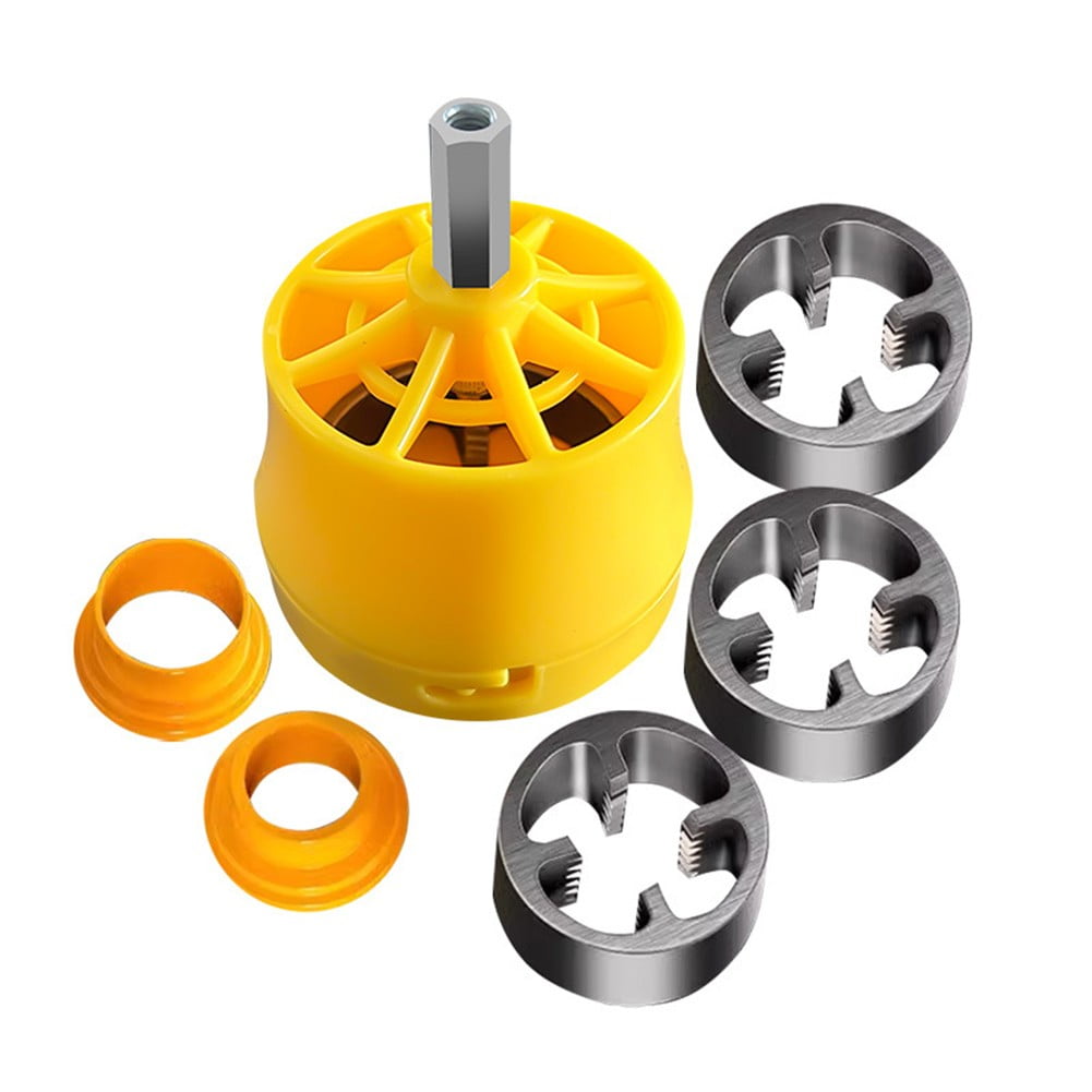 PVC Pipe Threader Kit With 1/2In 3/4 In 1 Inch Dies Plumbing Threading Machine Tool Electric Drill Modified Threading Device