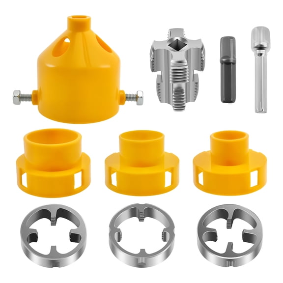 PVC Pipe Threader Tool Kit Electric Drill Thread Maker Plumbing Dies (yellow/black )