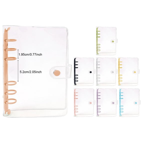 PVC Plastic A6 Notebook with Inner Pockets Silver Round Rings Budget Journal Folder Organizer for Inserts Paper