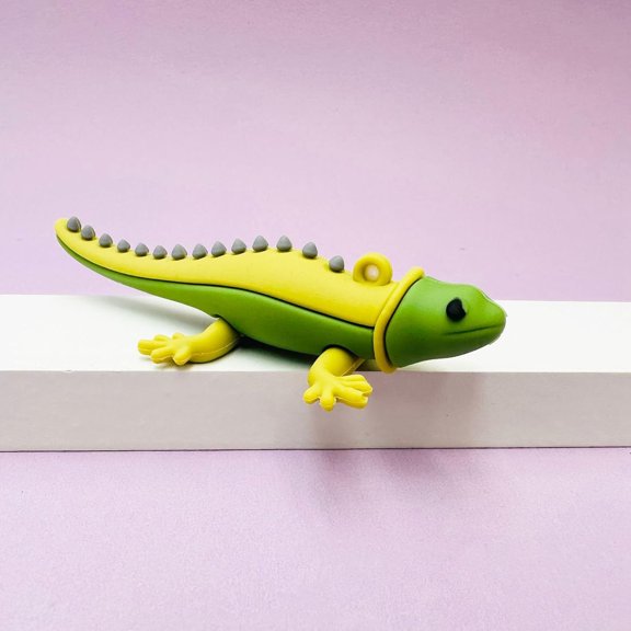PVC Plastic Big Pendants Lizard Charm Green 89x38x19mm Hole: 3mm