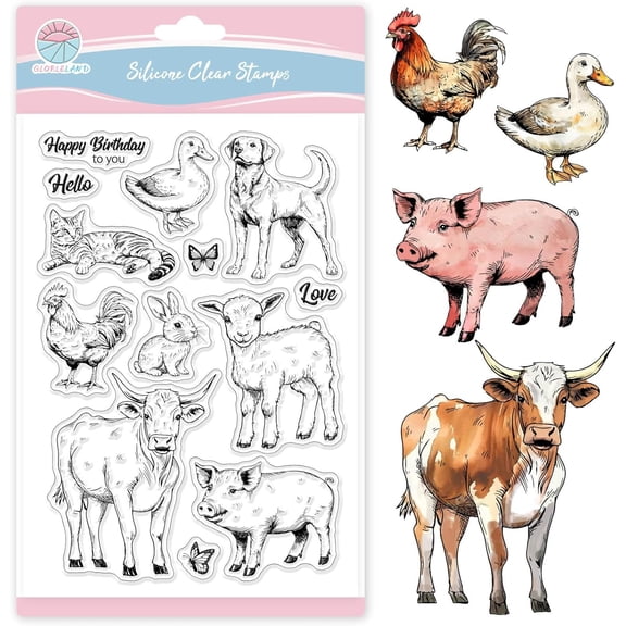 PVC Plastic Clear Stamps for DIY Scrapbooking Photo Album Decorative Cards Making Animals 160x110x3mm Gold