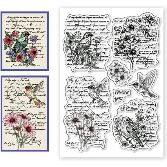 PVC Plastic Clear Stamps for DIY Scrapbooking Photo Album Decorative Cards Making Bird 160x110mm 1Sheet