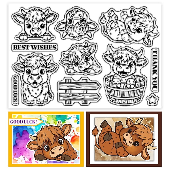 PVC Plastic Clear Stamps for DIY Scrapbooking Photo Album Decorative Cards Making Cattle 160x110mm