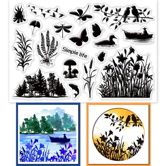 PVC Plastic Clear Stamps for DIY Scrapbooking Photo Album Decorative Cards Making Dragonfly Pattern 160x110x3mm