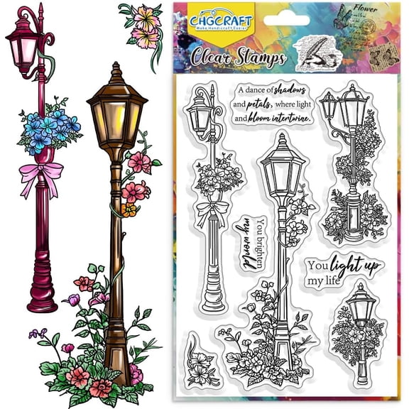 PVC Plastic Clear Stamps for DIY Scrapbooking Photo Album Decorative Cards Making Street Lamp 160x110mm