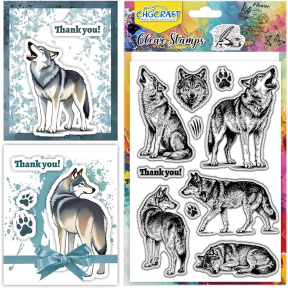PVC Plastic Clear Stamps for DIY Scrapbooking Photo Album Decorative Cards Making Wolf 160x110mm for DIY