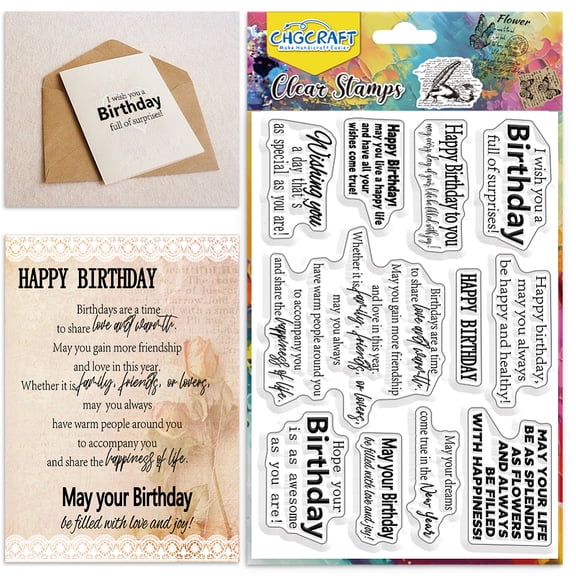 PVC Plastic Clear Stamps for DIY Scrapbooking Photo Album Decorative Cards Making Word Mixed Color 160x110mm for DIY
