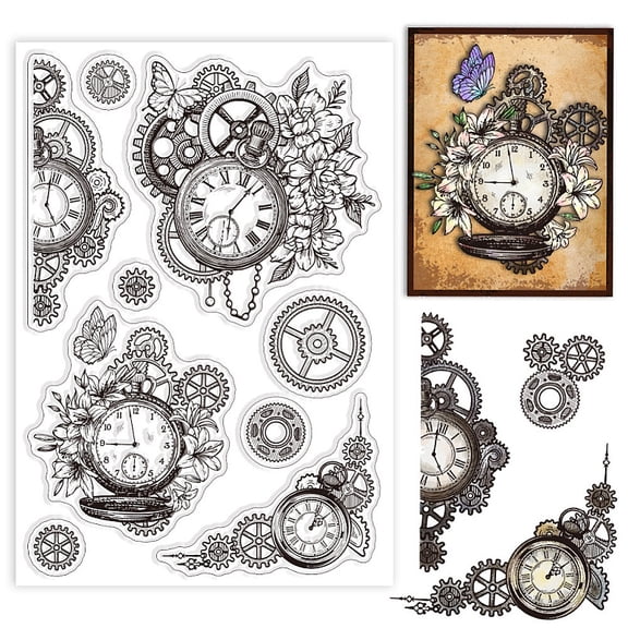 PVC Plastic Clear Stamps for DIY Scrapbooking Photo Album Decorative Cards Plastic Making Clock 160x110x3mm for DIY