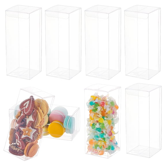 PVC Plastic Gift Storage Case Gift Packaging Supplies Rectangle Clear 7x7x18cm DIY