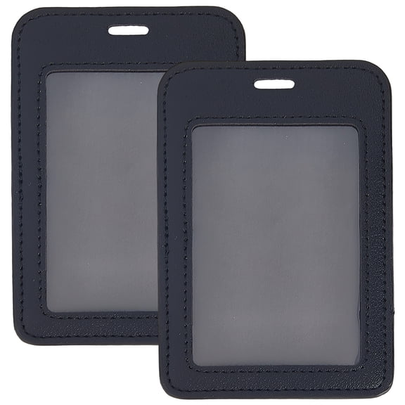 PVC Plastic ID Name Card Holder Rectangle Black 108x72x3mm Hole: 13x3.5mm