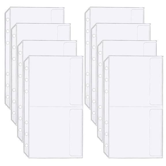 PVC Plastic Invoice Pockets File Envelope Small Bill Storage Bags White 105x180x0.8mm Hole: 4mm Inner Diameter: 87x91mm