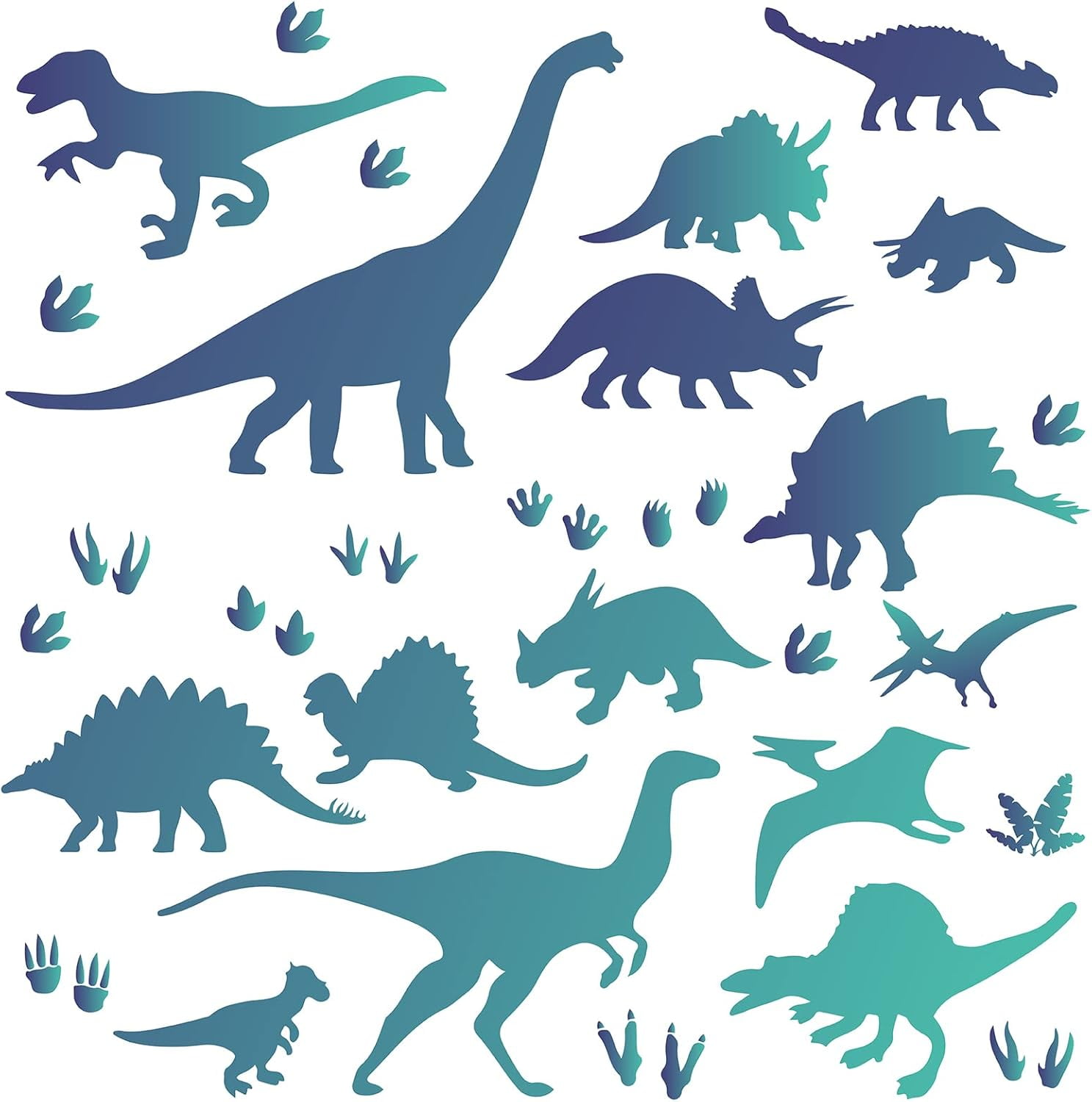 PVC Plastic Luminous Wall Stickers Glow in The Dark Wall Decoration Dinosaur Pattern 600x300mm