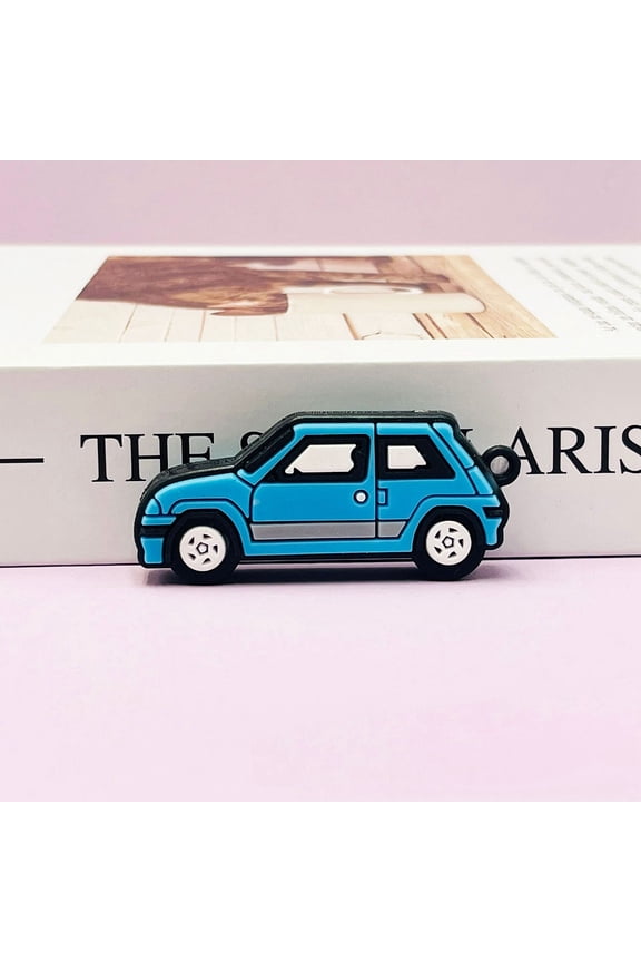 PVC Plastic Pendants Car Charms Deep Sky Blue 50x20x1.2mm DIY