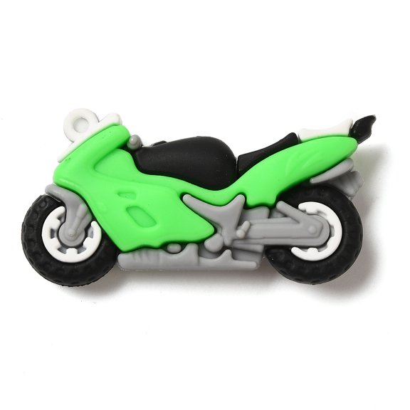 PVC Plastic Pendants Motorbike Lime 30x59x12mm Hole: 2.5mm