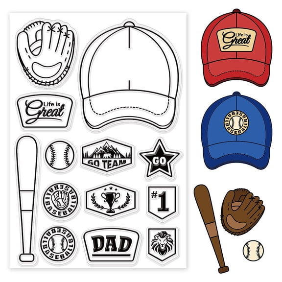 PVC Plastic Stamps for DIY Scrapbooking Photo Album Decorative Cards Making Baseball Pattern 16x11x0.3cm
