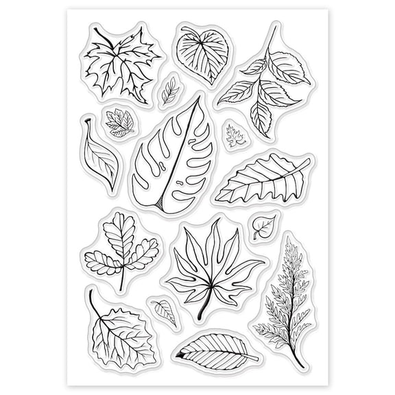 PVC Plastic Stamps for DIY Scrapbooking Photo Album Decorative Cards Making Stamp Sheets 16x11x0.3cm Leaf Pattern for DIY