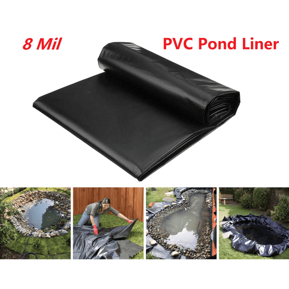 PVC Pond Liner, 7x10 ft 8 Mil Pond Skin for Fish Garden Pools Fountain Waterfall Koi Small Pond , Black