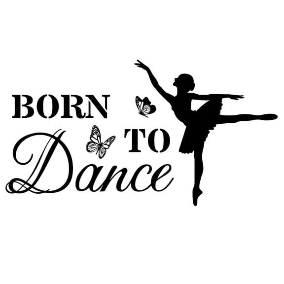 PVC Quotes Wall Sticker for Stairway Home Decoration Word BORN TO Dance Black 29~39x39~46cm 2pcs/set
